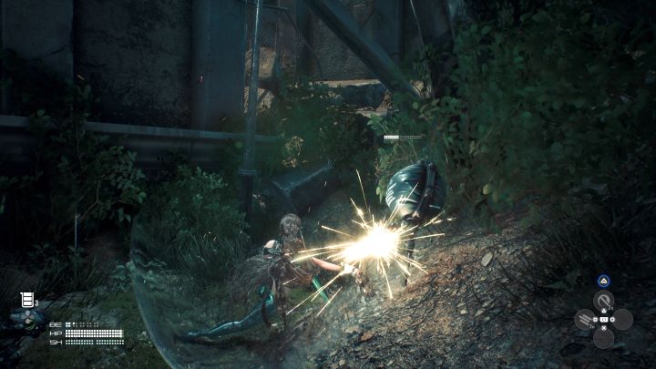 Pokonajcie w alejce kilka potworów i znajdźcie małego robota, który jest oznaczany na niebiesko na skanerze - Stellar Blade: Moduły rozszerzające do bukłaka - Stellar Blade - poradnik do gry