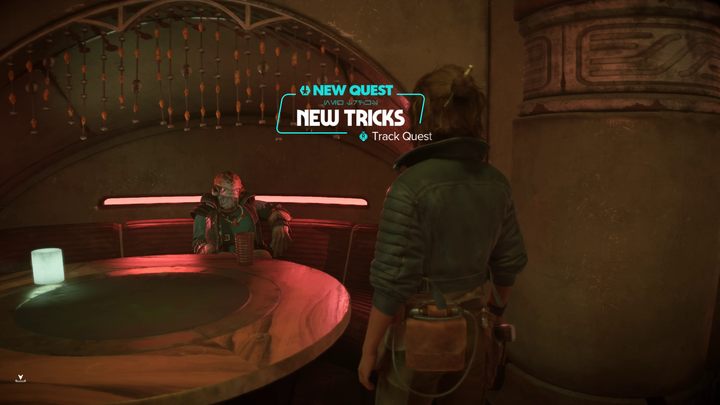 Po zakończeniu zadania Półświatek udajcie się do Danki przesiadującej w Kantynie Makala - Star Wars Outlaws: Nowe sztuczki - solucja, opis przejścia - Star Wars Outlaws - poradnik do gry