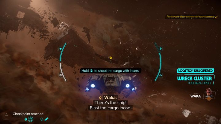 Po wzbiciu się w przestrzeń kosmiczną, podążajcie za żółtym wskaźnikiem misji - Star Wars Outlaws: Fałszywa Flaga - solucja, opis przejścia - Star Wars Outlaws - poradnik do gry