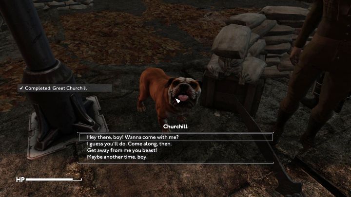 Podejdźcie do angielskiego buldoga i wciśnijcie klawisz interakcji - Fallout London: Jak adoptować psa Churchilla? - Fallout London - poradnik do gry
