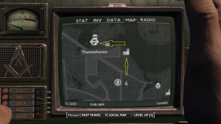 Osada Thameshaven znajduje się na północny-zachód od wraku pociągu, przy którym zaczęliście właściwą rozgrywkę - Fallout London: Charybdis - Fallout London - poradnik do gry