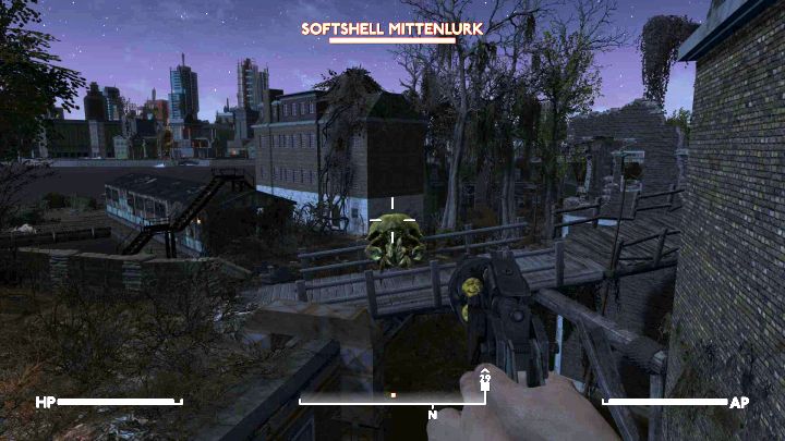 Na Waszej drodze może stanąć większy potwór Softshell Mittenlurk - atakujcie go bronią palną i celujcie w odsłonięte części ciała kreatury (np - Fallout London: Lands of the Seraph - Fallout London - poradnik do gry