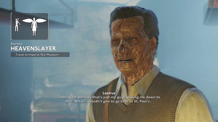 Gdy przekonacie lub pokonacie gangsterów i dostaniecie się do środka klatki, możecie wreszcie porozmawiać z Lazarusem - Fallout London: Cold Case - Fallout London - poradnik do gry