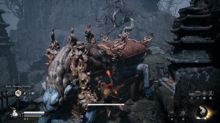 W momencie, w którym boss obejmie się swoimi rękoma, postarajcie się wycofać na bezpieczną odległość - Black Myth Wukong: Jak pokonać bossa Pięć Wozów Żywiołu (Five Element Carts)? - Black Myth Wukong - poradnik do gry