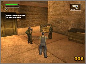 Po wejściu do domu na korytarzu przy drzwiach powie ci, abyś wziął koktajl Mołotowa i cisnął nim w stronę agresorów chowających się za jakąś prymitywną zaporą (005) - Manhattan Invasion | Solucja | Freedom Fighters - Freedom Fighters - poradnik do gry