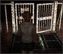 Omijając dwóch przysadzistych przeciwników skieruj się do widocznej na screenie białej furtki - [Solucja Silent Hill 3] Amusement Park - Silent Hill 3 - poradnik do gry