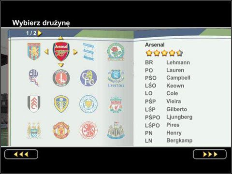 rys 10. Wybór drużyny - Wybór drużyny i podpisanie kontraktu | Tryby treningu i kariery - FIFA Football 2004 - poradnik do gry