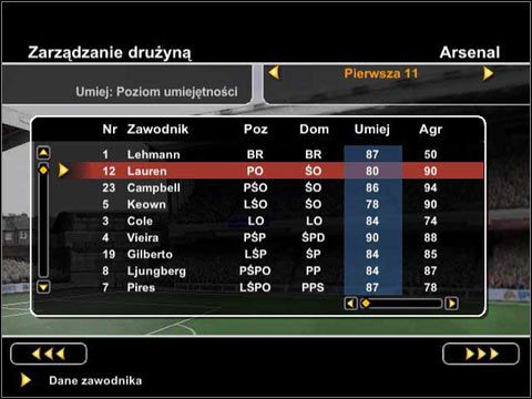 rys 12. Zarządzanie drużyną - Zarządzanie drużyną | Tryby treningu i kariery FIFA Football 2004 - FIFA Football 2004 - poradnik do gry