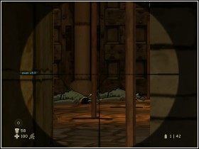 Dwóch przeciwników na dole wyeliminuj z kuszy tak, by żaden nie zdążył zauważyć śmierci kolegi - [Solucja] Sanktuarium cz.3 | XIII - XIII - poradnik do gry