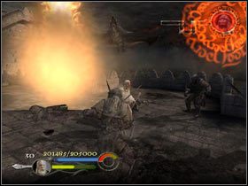 Po zatrzymaniu machiny kontynuuj walkę z agresorami na murach - Minas Tirith - top of the wall (2) - Droga Gandalfa Białego - Władca Pierścieni: Powrót Króla - poradnik do gry