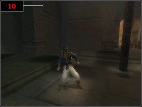 Walka z dwojgiem wojowników [9] nie jest jeszcze zbyt trudna, ale dzięki niej możemy wypróbować kolejne ciosy - The Maharajahs Treasure Vaults - Prince of Persia: Piaski Czasu - poradnik do gry