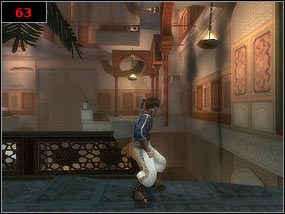 Na kolumnę dostaniemy się biegnąc po ścianie i odbijając się od niej w miejscu, gdzie rzuca ona cień [62] - A secret passage - Prince of Persia: Piaski Czasu - poradnik do gry