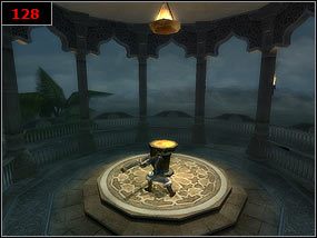 Na szczycie przesuwamy dźwignię [128] , co spowoduje otwarcie bramy - A top a bird cage - Prince of Persia: Piaski Czasu - poradnik do gry