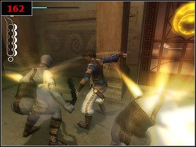 Na końcu toczymy walkę z kilkoma przeciwnikami i uzupełniamy zdrowie [162] - Above the baths - Prince of Persia: Piaski Czasu - poradnik do gry