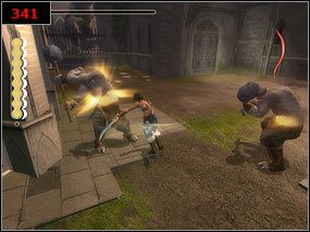 Końcowy etap to wspinaczka po drabinach i skoki na drążkach [340] , oraz oczywiście potyczka z przeciwnikami [341] - At last were here - Prince of Persia: Piaski Czasu - poradnik do gry