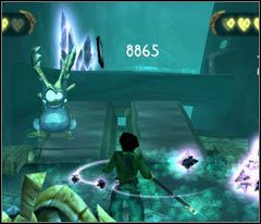 Koniecznie zostaw sobie kilka stworów w rezerwie tak, aby móc posłać je w stronę widocznej na screenie platformy - 15 Black Isle | Beyond Good & Evil - Beyond Good & Evil - poradnik do gry