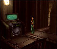 Zignoruj wiszącego na rurze Double-H (jakoś sobie poradzi) i biegnij w lewo (po drodze wykonasz mały skok) - 24 Nutripils Factory | Beyond Good & Evil - Beyond Good & Evil - poradnik do gry