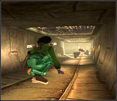 Po dotarciu do widocznego na screenie miejsca NIE STRZELAJ do szczurów ponieważ zaalarmuje to strażników - 29 Nutripils Factory | Beyond Good & Evil - Beyond Good & Evil - poradnik do gry