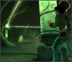 Skieruj się do pierwszego lustra (tego, które wypuszcza światło) i obróć cały słup tak, aby światło odbiło się od nowo zamontowanego lustra - 74 Selene | Beyond Good & Evil - Beyond Good & Evil - poradnik do gry