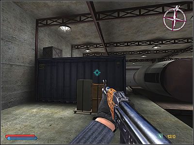 Jako że pokój z lewej jest zamknięty, skorzystaj z przejścia [#65] pod kładką z prawej by zabrać ciężki pancerz leżący na półce - Groza! Groza! - Część 3 | Misja 4 | Contract JACK - Contract J.A.C.K. - poradnik do gry