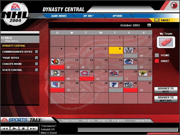 Oto główny ekran gry - Główny ekran gry | NHL 2004 - NHL 2004 - poradnik do gry