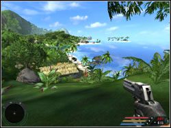 Kiedy wyjdziesz z budynku, twoim oczom ukaże się kilka domków - Misja 01 - Training w Far Cry - Far Cry - poradnik do gry
