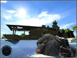 skieruj się w stronę następnego celu - transportowca, gdzie prawdopodobnie trzymana jest w niewoli Valerie - Misja 01 - Training w Far Cry - Far Cry - poradnik do gry