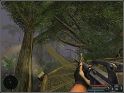 Kilka kroków w przeciwnym kierunku od bramy, znajdziesz zerwany pomost, po którym dostań się na dach budynku Supervision - Misja 06 - Treehouse | Far Cry - Far Cry - poradnik do gry