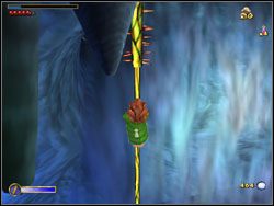 Postaraj się zebrać znajdujące się poniżej punkty odwagi i monety, a następnie przeskocz na lianę blisko wodospadu - 03 - Troll-Hole | The Hobbit - The Hobbit - poradnik do gry