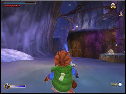 Przejdź prawą stroną wielkiej kolumny i zejdź po drabince niżej (Goblina po drugiej stronie możesz załatwić kamieniami) - 05 - Riddles in the Dark cz.1 | The Hobbit - The Hobbit - poradnik do gry