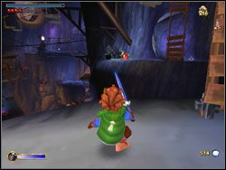 Rzuć w czerwoną beczkę z trupią czaszką, aby opuścić jedną część mostu na dół - 05 - Riddles in the Dark cz.1 | The Hobbit - The Hobbit - poradnik do gry