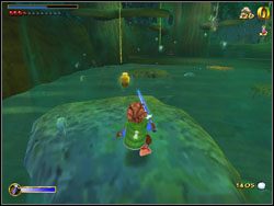 Wskocz na tratwę i po lianach przedostań się na kolejną wysepkę, tym razem z żółtą urną - 06 - Flies and Spiders cz.2 | The Hobbit - The Hobbit - poradnik do gry