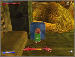 Teraz, bardzo ostrożnie by nie obudzić Smauga, przesuń kamienny blok pod ścianę i za jego pomocą wskocz na nią - 09 - Inside Information | The Hobbit - The Hobbit - poradnik do gry