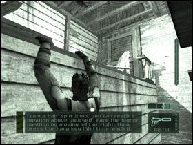 Przejdź przez kolejne pomieszczenia do miejsca, w którym możesz po drewnianym palu opuścić się na ziemię - Dili - część 1 | Timor | Tom Clancys Splinter Cell Pandora Tomorrow - Tom Clancys Splinter Cell: Pandora Tomorrow - poradniki