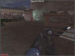 Tam skręć w prawo, i nakaż drużynie wejść po podjeździe do piwnic - Jagged Silver - Opis (2) - Misja 7 - Tom Clancys Rainbow Six 3: Athena Sword - poradnik do gry