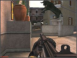 Wróć teraz na dół i ruszaj trasą pomiędzy budynkami - Atena Sword - Opis (1) - Misja 8 - Tom Clancys Rainbow Six 3: Athena Sword - poradnik do gry