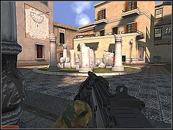 Pomiędzy budynkami przejdź maksymalnie w prawo - Atena Sword - Opis (2) - Misja 8 - Tom Clancys Rainbow Six 3: Athena Sword - poradnik do gry