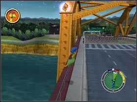 4) Homer Bowling Bal l - Na szczycie wieży obok zerwanego mostu - Karty kolekcjonerskie | Level 4 The Simpsons Hit & Run - The Simpsons: Hit & Run - poradnik do gry