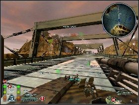 Nieco na lewo od końca mostu dostrzeżesz czołg obcych (zacznie zresztą do Ciebie strzelać) - 5. Liberation cz.1 | Breed - Breed - poradnik do gry