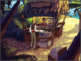 Na koniec trzepnij jeszcze gościa jednym z ręczników, a będziesz mógł wziąć olej - [Part II] The Curse gets worse cz.2 | The Curse of Monkey Island - The Curse of Monkey Island - poradnik do gry
