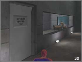 Po wyjściu z windy zobaczysz korytarz, z którego odchodzą dwie odnogi, jedna prowadzi w lewo, druga w prawo - [Misja 2] Napad na bank cz.2 | Spider-Man 2 The Game - Spider-Man 2: The Game - poradnik do gry