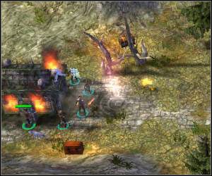 Jeśli pójdziesz na wschód (trzymając się południowego krańca planszy) a następnie skręcisz na północ, to dotrzesz do ruin - 5.11 [ROZDZIAŁ 2] Southern Windwalls cz.3 | SpellForce Zakon Świtu - SpellForce: Zakon Świtu - poradnik do gry