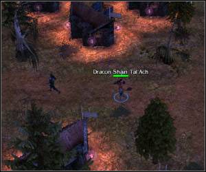 Od razu udaj się na południowy-zachód a konkretnie do wioski mrocznych elfów, porozmawiaj tam z ich przywódcą (Dracon Shain TalAch) - 5.22 [ROZDZIAŁ 3] Nightwhisper Dale cz.2 | SpellForce Zakon Świtu - SpellForce: Zakon Świtu - poradnik do gry