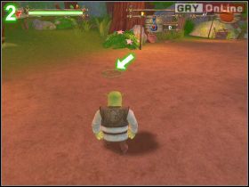 Później wybiegnie siedmiu i zaczną grać z tobą w głupiego Jasia, przerzucając koło nad twoją głową - obrazek [1] - [POZIOM 02] The Wheel Stealers | Shrek 2 The Game - Shrek 2: The Game - poradnik do gry