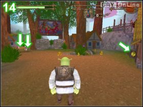 Obie roślinki są wskazane przez lewą i prawą strzałkę na obrazku [13] - [POZIOM 09] The Potion Fails cz.2 | Shrek 2 The Game - Shrek 2: The Game - poradnik do gry