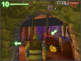 Dostaniesz się do wąskiego, widocznego na obrazku [9] , korytarza - [POZIOM 10] The Mine cz.2 | Shrek 2 The Game - Shrek 2: The Game - poradnik do gry