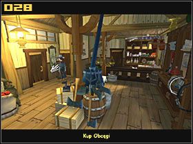 Teraz czas na wizytę w sklepie i kupno niezbędnych do tak skomplikowanego zabiegu narzędzi ;-) Poproś sprzedawcę o whisky XXX (kosztuje 7$) (27), a następnie z jednej z półek zabierz obcęgi (2$) (28) - Jak odzyskać rewolwery? cz.3 | Fenimore Fillmore The Westerner - Fenimore Fillmore: The Westerner - poradnik do gry