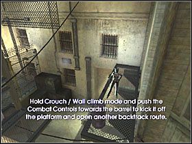 Wbiegnij po ścianie po lewej stronie i na końcu odskocz do tyłu [SPACJA] - Scrap Yard (2) | Scena 2 | Catwoman - Catwoman - poradnik do gry