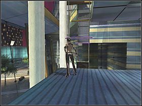 Po skończonej walce wskocz na ścianę widoczną na obrazku i odbij się na sąsiednią, po czym wespnij na górę - Hedare HQ (1) | Scena 11 | Catwoman - Catwoman - poradnik do gry