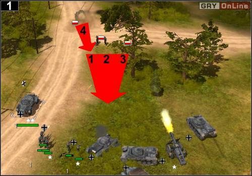 Pojedź wszystkimi, powolutku, przed siebie, aż zacznie się muzyka - [Niemcy] Misja 2 [Opis 1] w Codename Panzers - Faza Pierwsza - Codename: Panzers - Faza Pierwsza - poradnik do gry